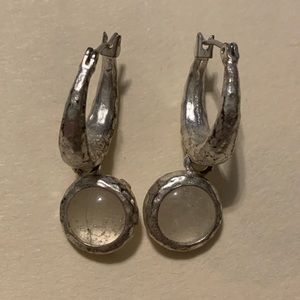 Silver with clouded crystal earrings.